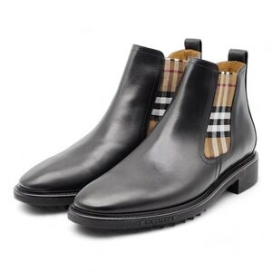 Burberry Vintage Check Detail Leather Chelsea Boots 45 (12 US) $950